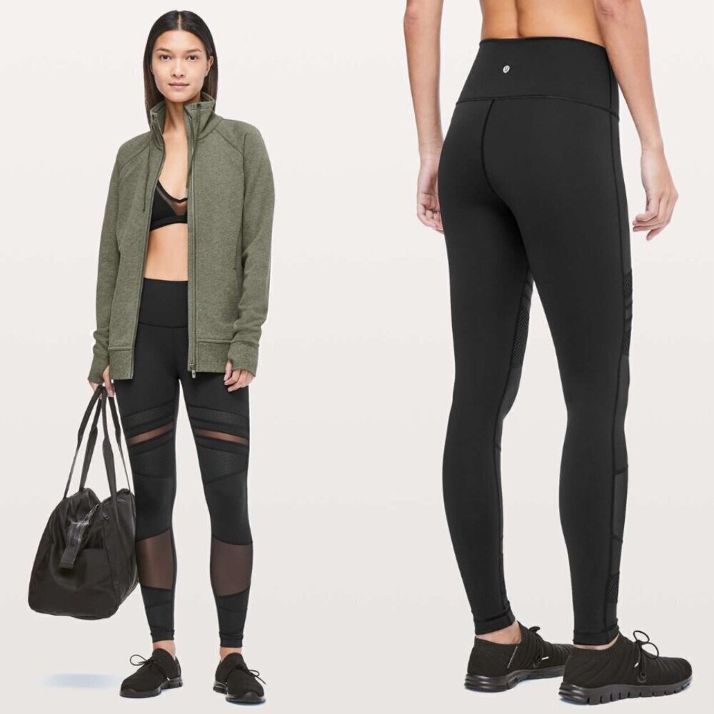 Lululemon Wunder Under High-Rise Tight *Mix & Mesh 28" Black Leggings, Sz 4